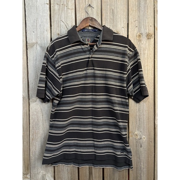 Tommy Hilfiger Other - VTG Y2K TOMMY HILFIGER CREST LOGO PATCH Men Cotton Black Large Striped Polo